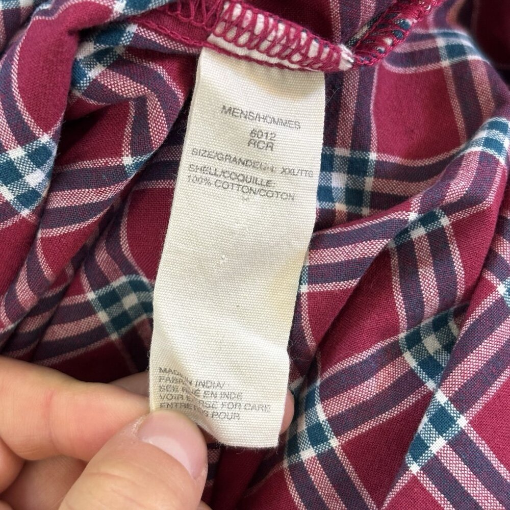 Woolrich Button Down Shirt 2XL Mens Short Sleeve Red‎ Blue Plaid Pocket Casual - Picture 8 of 14